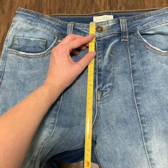 Sky and Sparrow Denim Blue Frayed Hem Jeans - Picture 10 of 12